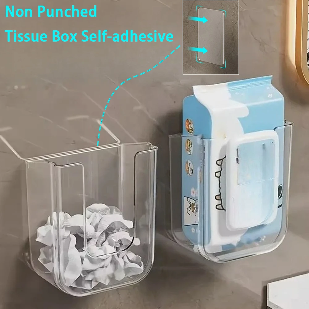 

Square Wall-Mounted Wipes Dispenser - Transparent No-Drill Tissue Holder for Kitchen & Bathroom Perfect Christmas/Halloween Gift