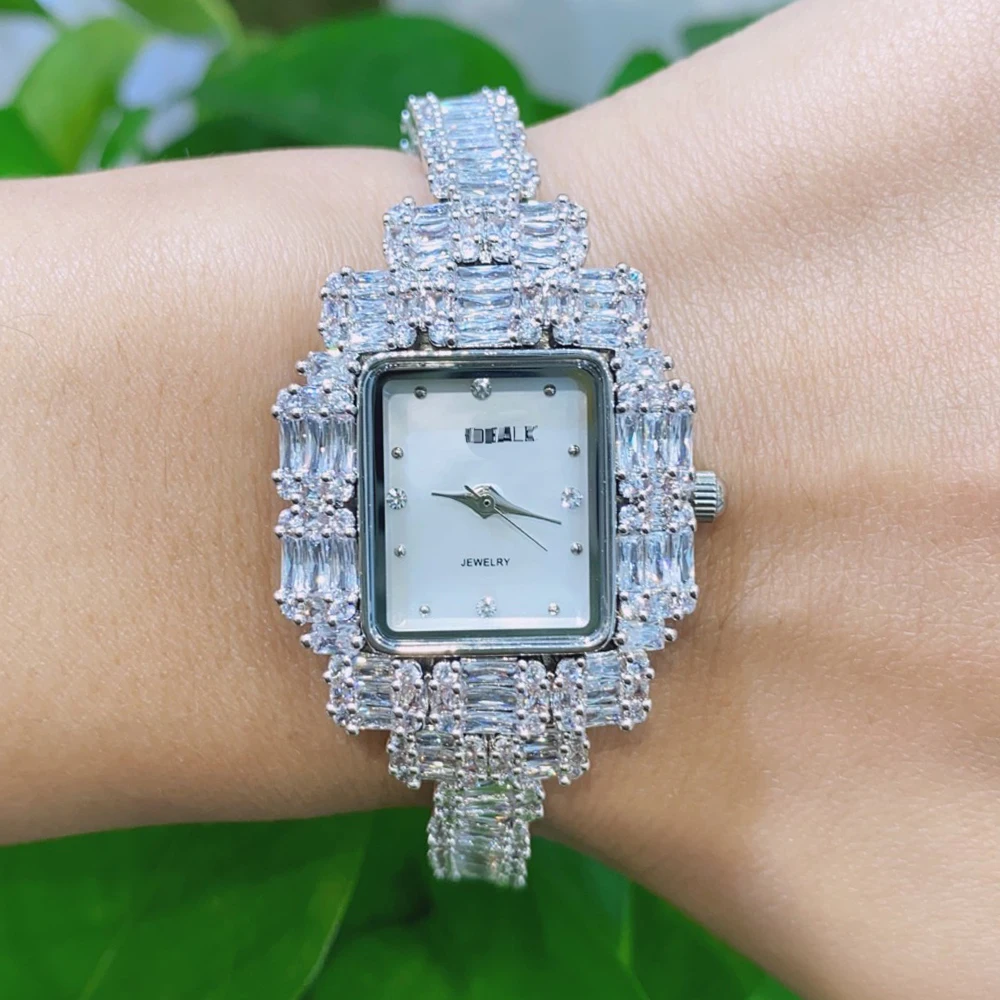 017426 Luxury Women\'s Watches Cubic Zircon Full CZ Bracelet Watch for Lady\'s Wedding Party Fashion Jewelry  Accessory