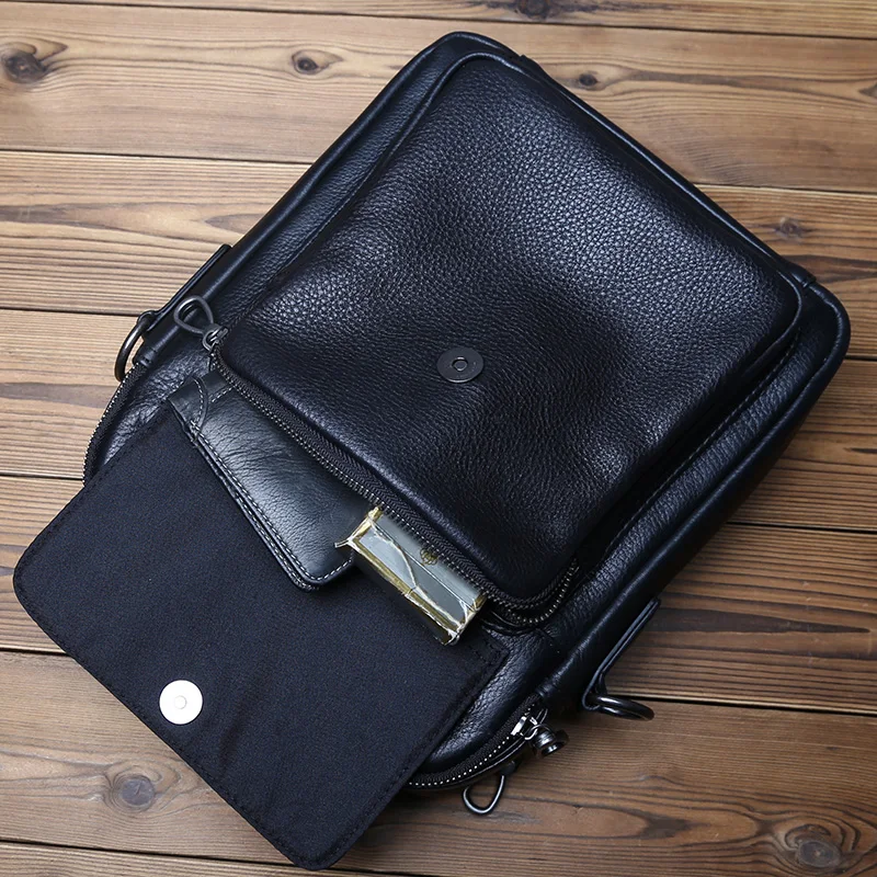 NZPJ Leder Herren Umhängetasche Natürliches Rindsleder Lässige Umhängetasche Business Fashion Kleiner Rucksack Geeignet für 10-Zoll-IPad – Detail 14
