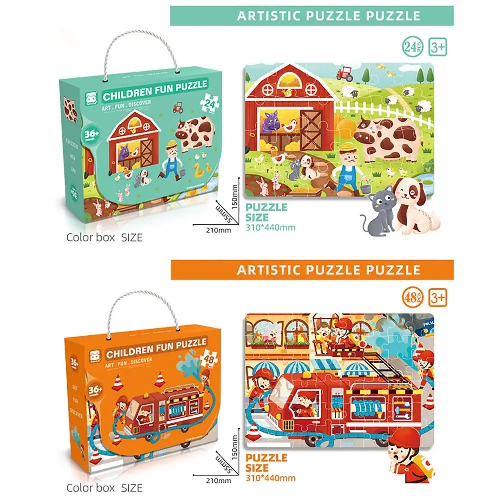 Funny Cartoon Large Puzzle Gift Box 24/48/60pcs Multicolor Forest Animal Vehicle Beginner Advanced Educational Puzzles Gift