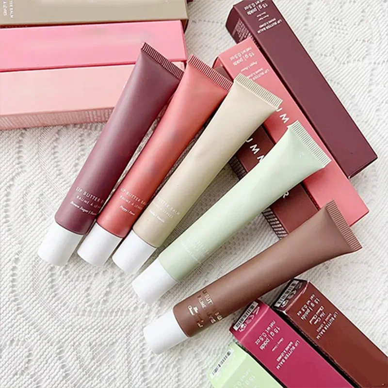 바닐라 베이지 립밤 보습 투명 립스틱 세트 매끄럽고 부드러운 립글로스 거울 포함 여성용 데일리 립케어