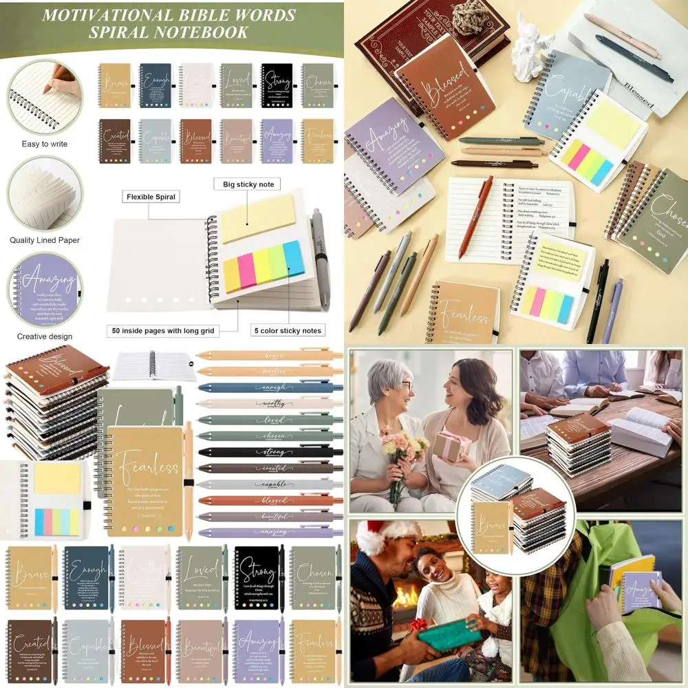 

12 наборов по 24 шт. пасхальных христианских подарков: вдохновляющие молитвенные дневники с библейскими ручками для церкви, Дня матери и других случаев