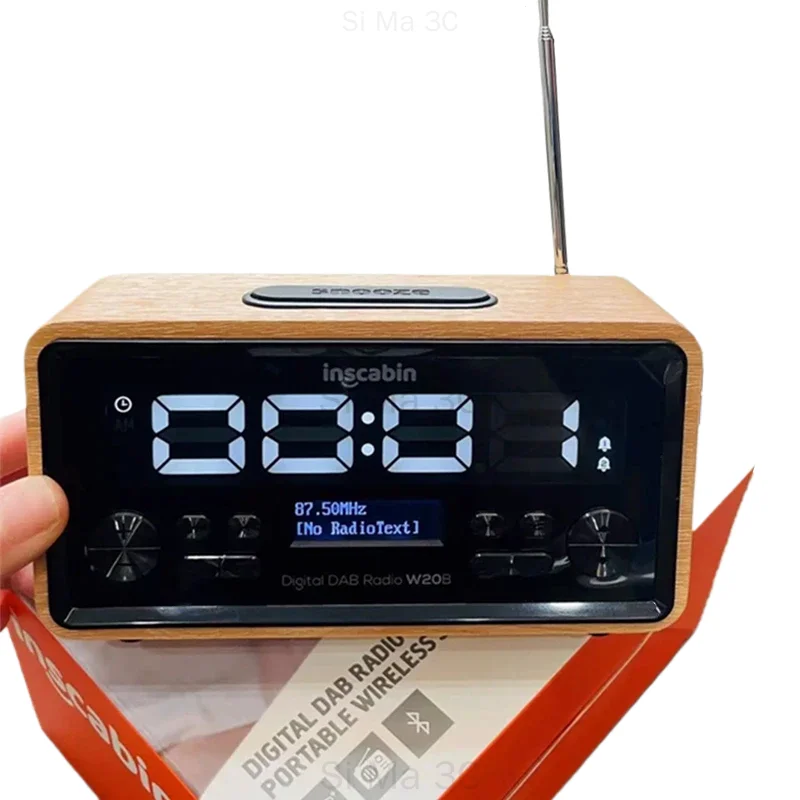 Inscabin W20B DAB+ FM Digital Radio Alarm Clock with LCD Display Multifunction Wireless Bluetooth Speakers for Bedroom Office