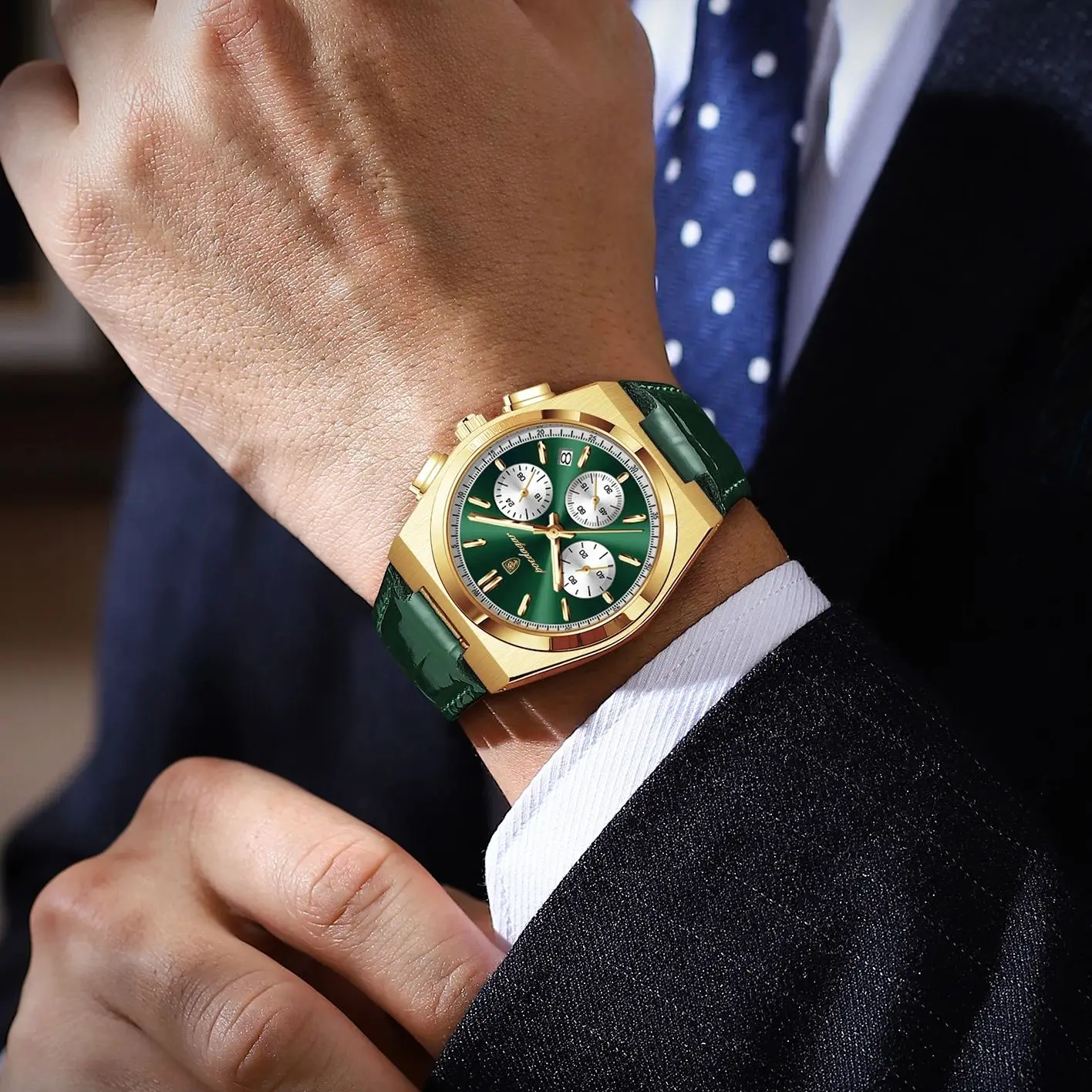 Men's Trendy Luminous Chronograph Watch, Waterproof