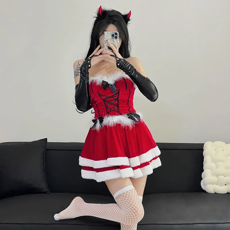 Sexy loween Costume Devil orm Night Club Stage Performance Suit Cisas Theme Set Pure Desire Small Devil Outfit