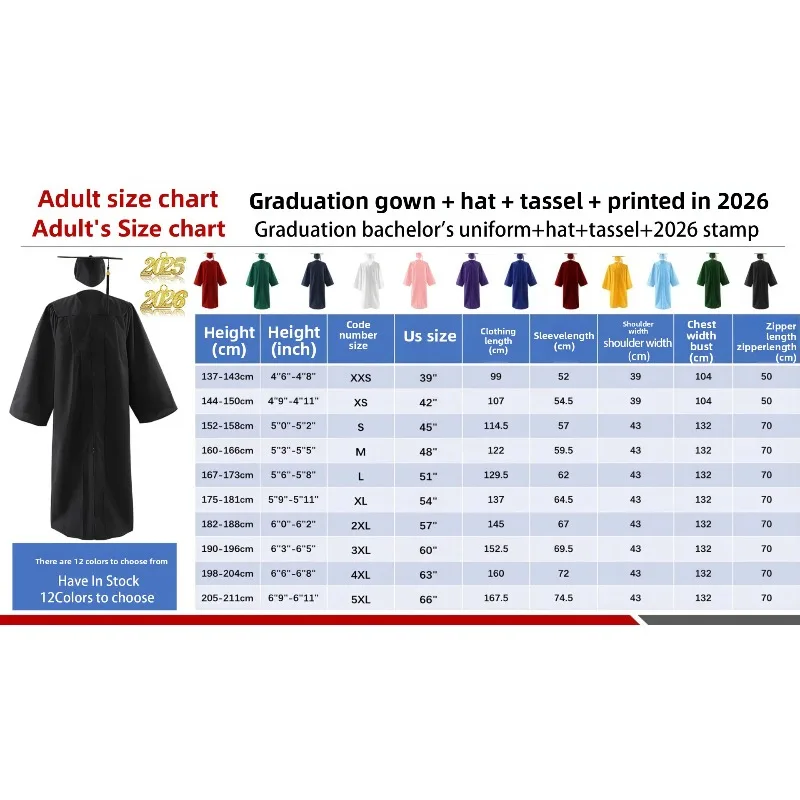 New Style Woven Graduation Gown American Style Adult Graduation Robe University Cap and Gown Set Academic Dress