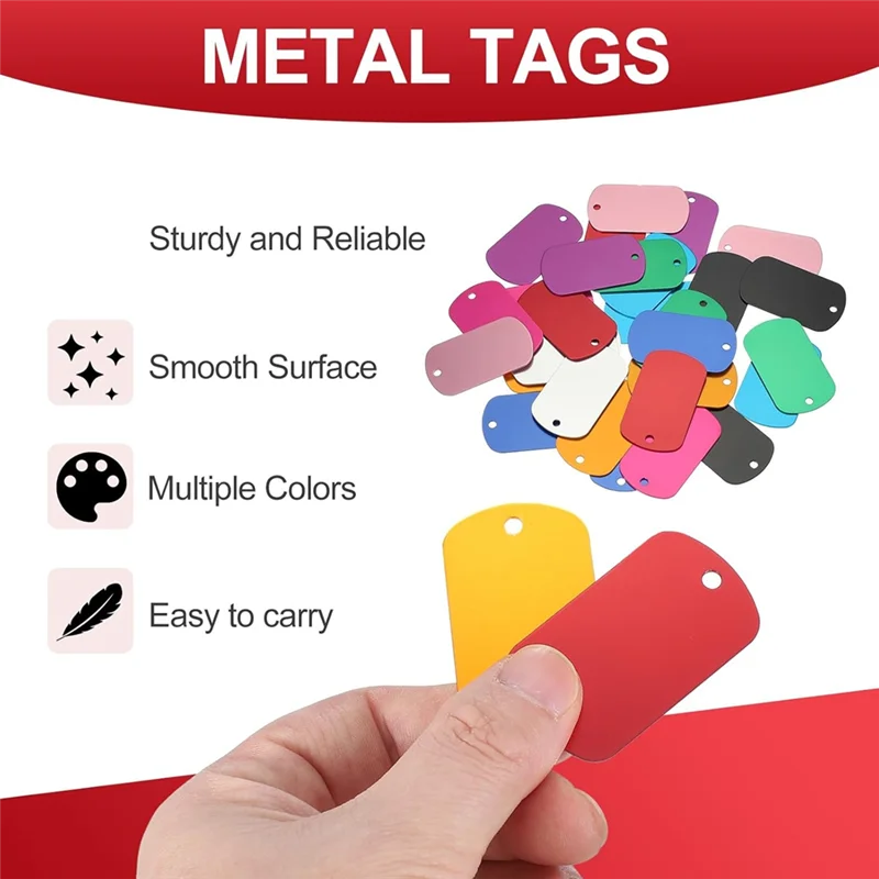 Top Sale Metal Stamping Blanks Tags 2 Inch , 50 Pcs Aluminum Blank Dog Tags Rectangle Laserengraving Blanks ID Name Tag With Hol