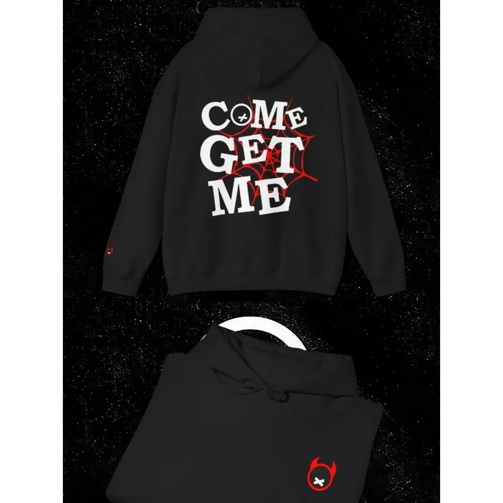 

2024 Autumn/Winter Quiet Club Racing Red Halloween Version Horn Letter Print Hoodie Street Leisure Sports Harajuku Costume Top