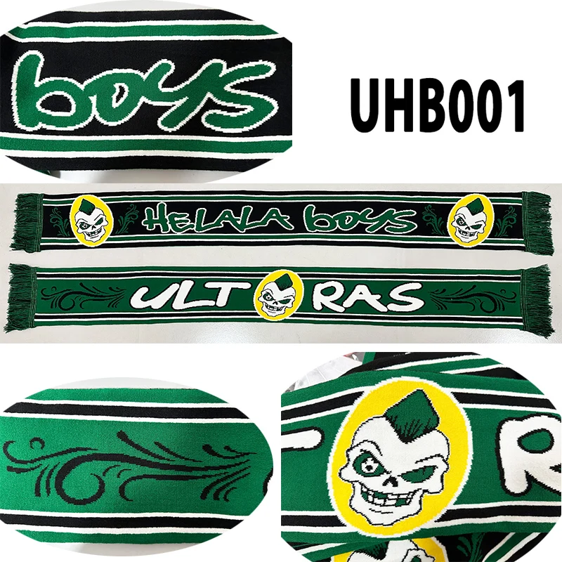 145*18 cm Size Ultras Helala Boys Scarf Elastic Scarf for Fans Double-faced Knitted UHB001