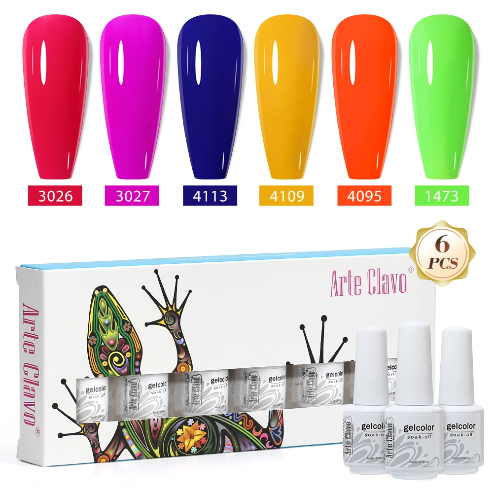 Arte Clavo-Kit de Esmalte de Gel para uñas, 6 colores, 8ML, suministros para uñas, Vernis semipermanente para manicura, juego de Esmaltes de Gel UV