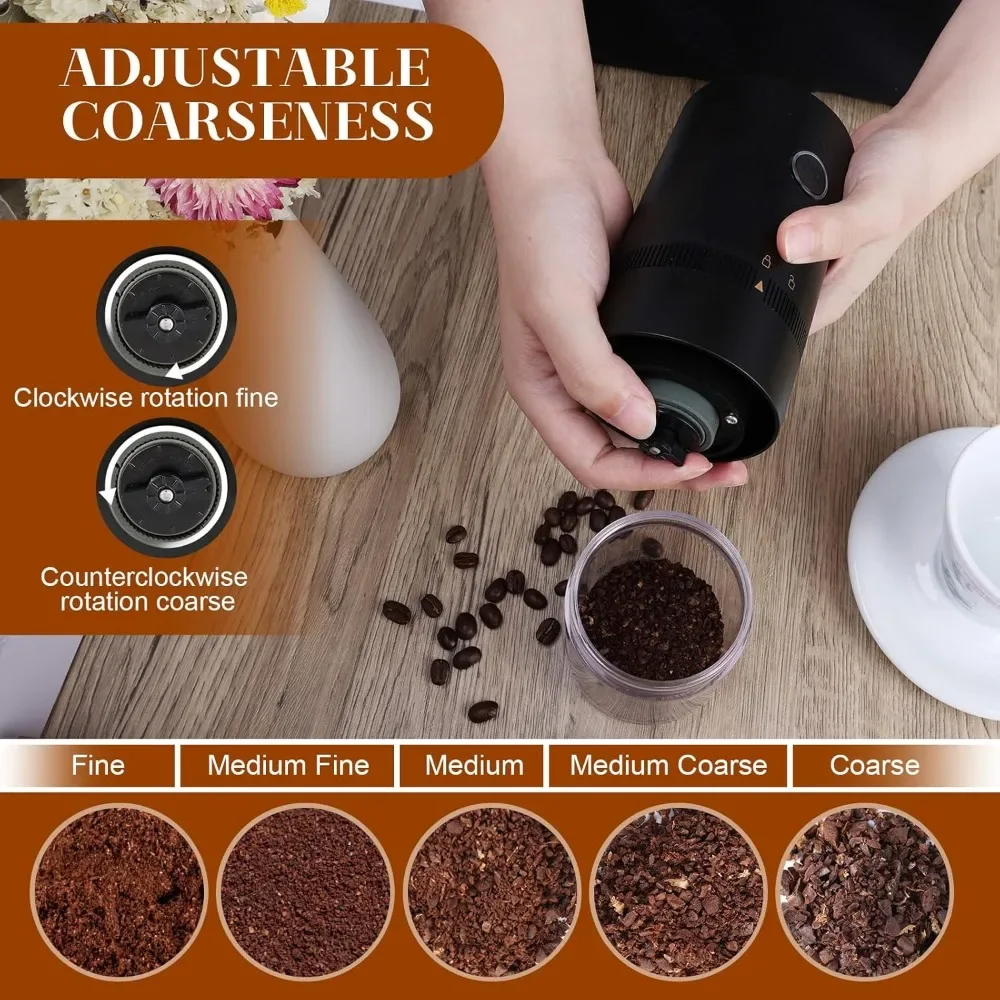 

New For Coffee Lovers USB-Rechargeable Burr Coffee Grinder - Perfect Portability With Adjustable Settings & Easy Maintenance