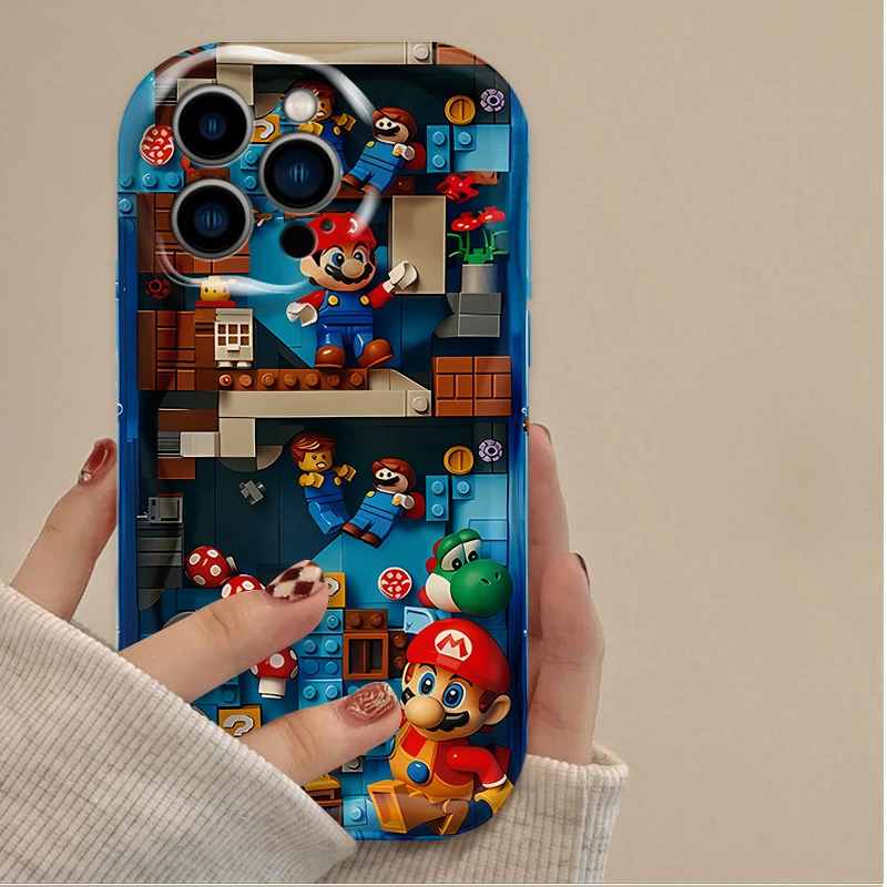 Super M-Marios Bros Phone Case For iPhone 16 15 14 13 12 11 Pro Max X XR XS 8 7 Plus SE 2020 Shockproof Clear Silicone Art Cover