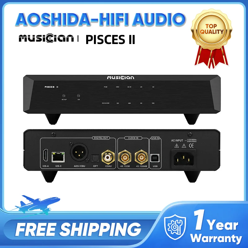 

MUSICIAN PISCES II HIFI Digital Interface I2S Accurate FEMTO Clock TOCX ARM STM32F446 24Bit 768KHZ DSD512 USB Interface PISCES 2