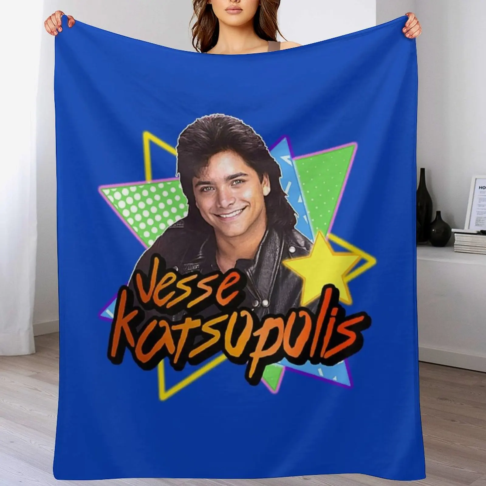 Uncle Jesse Katsopolis Full House 90s Tribute Throw Blanket Shaggy Cute Softest Blankets