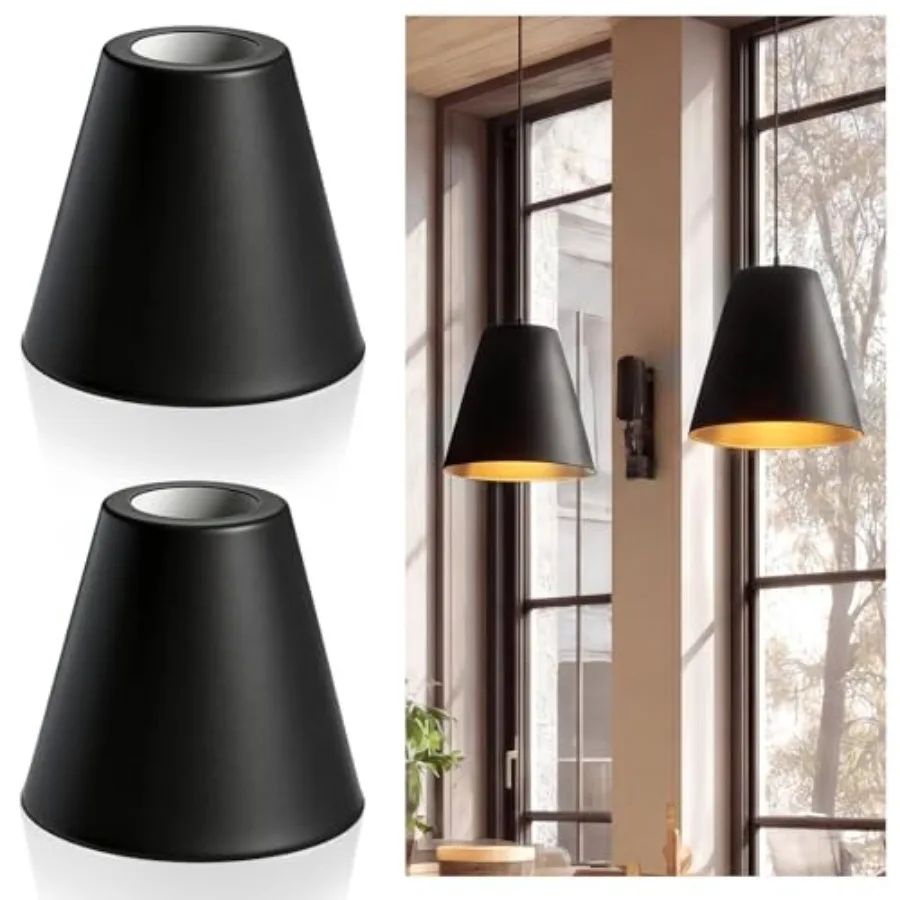 2 Pcs Industrial Iron Lamp Shade, Industrial Vintage Metal Bulb Guard Pendant Light Covers Replacement Lampshade for Pendant Li