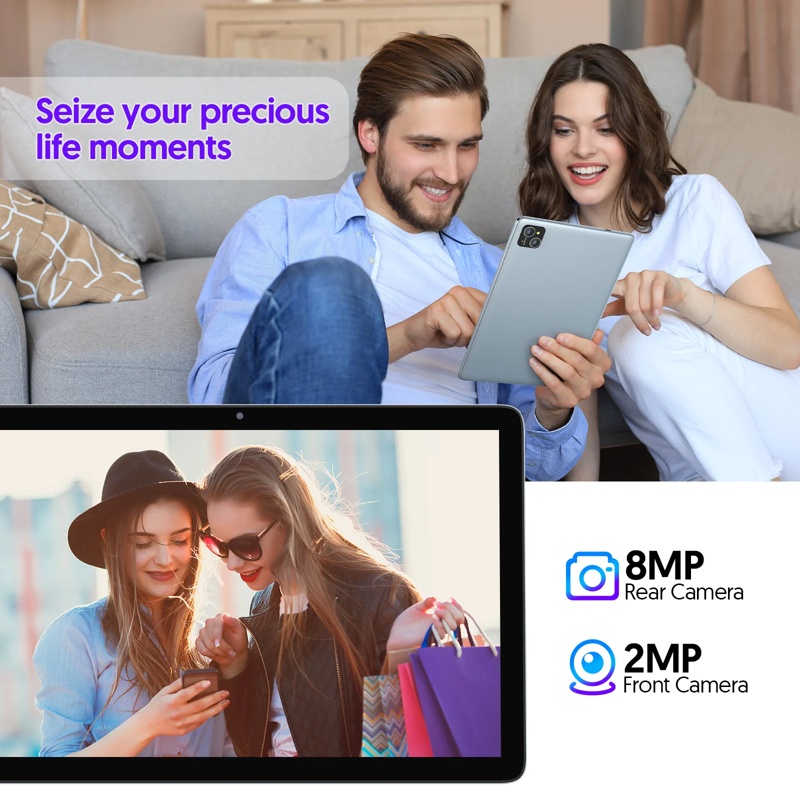 10-Zoll-Tablet-PC, Android 14-System, Octa-Core-Prozessor, 1280*800 HD-IPS-Bildschirm, 4 GB RAM, 128 GB interner Speicher, 8000 mAh