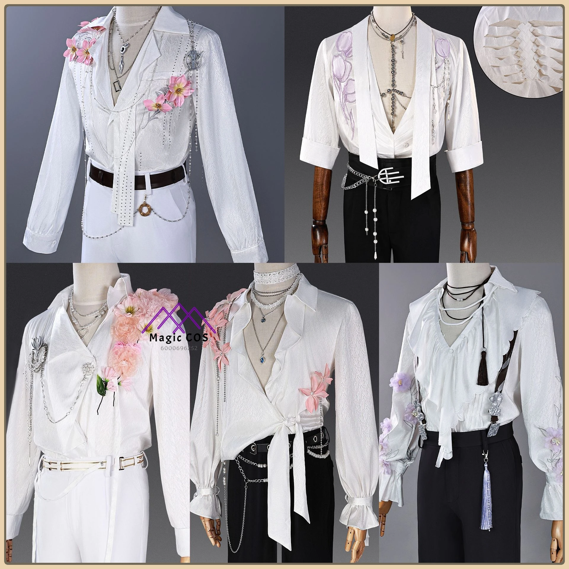 

Love and Deep Space Xia Yizhou Cosplay Costume Comic Con Sexy Set+Wig+Gold Bow Tie+Gloves Men's Anime Outfit for Comic Con Party