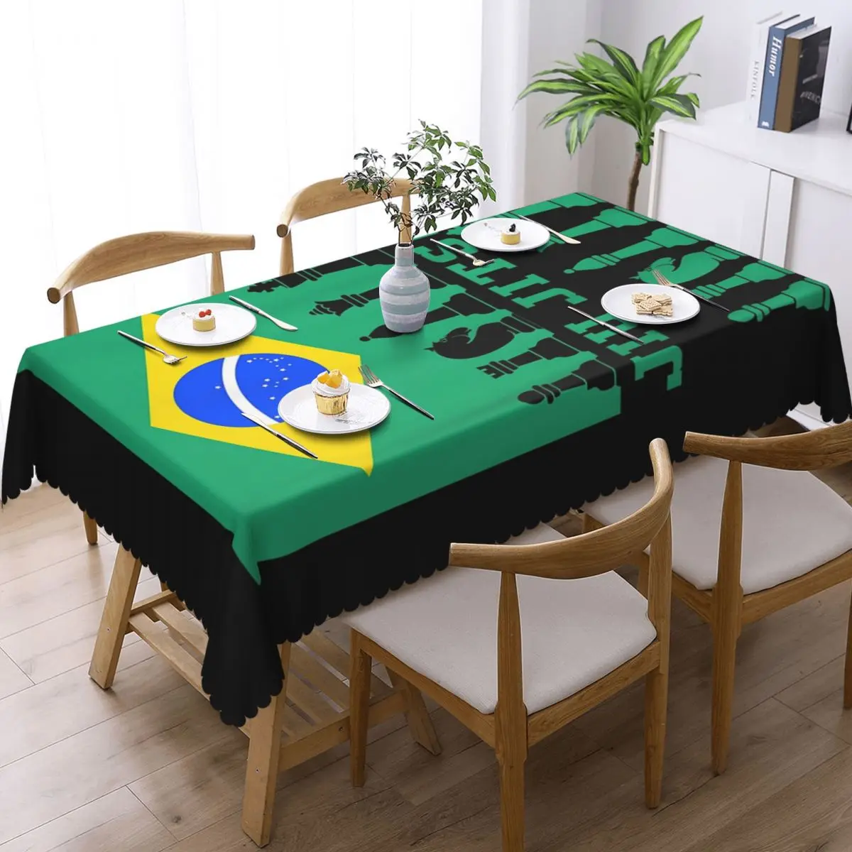 Brazilian Jiu Jitsu Flag Jiu Jitsu Chess Custom Rectangular Tablecloth Waterproof Table Cover for Dining Events Table Cloth
