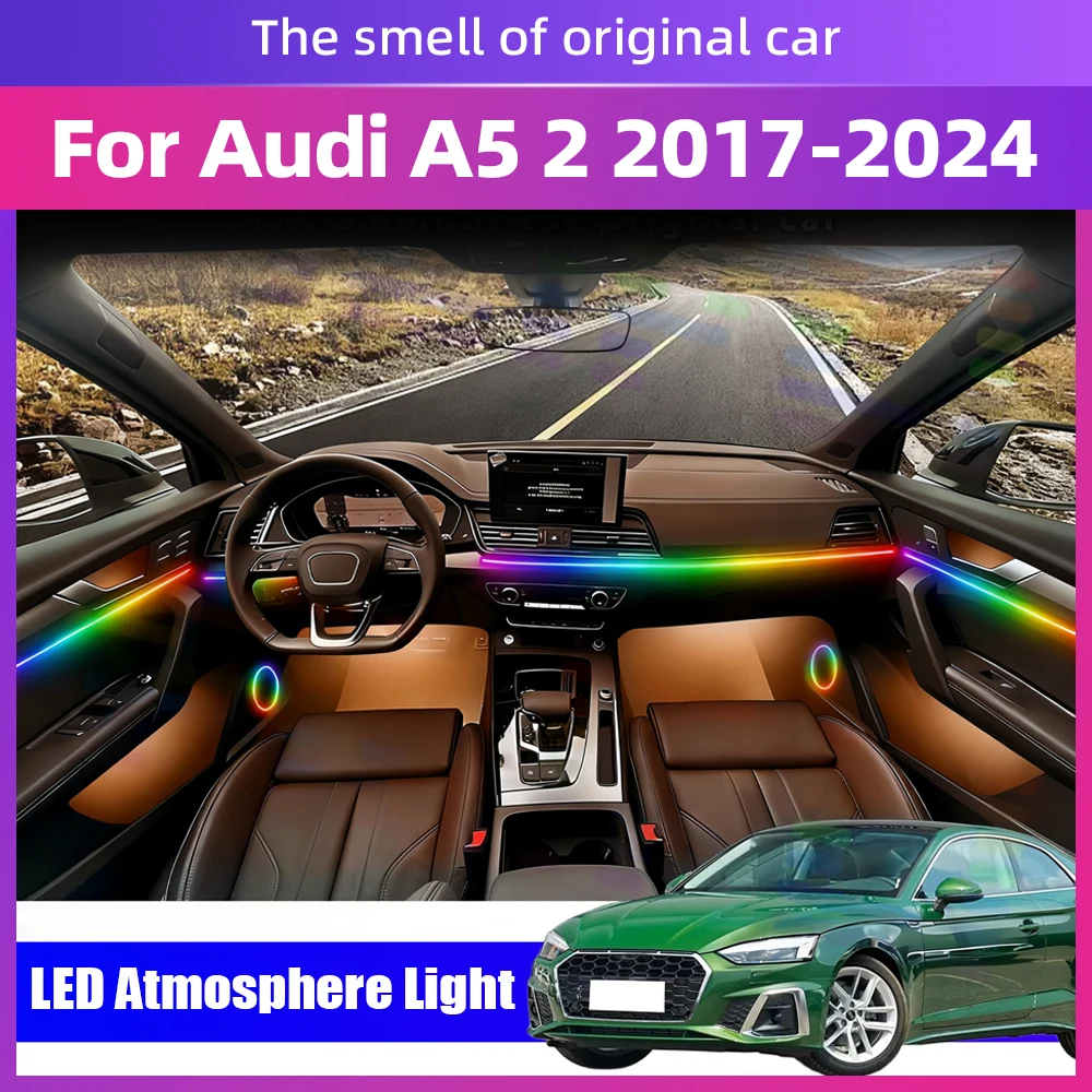 

Car Interior Lighting LED Hidden Strip with Diverse Lighting Features All 64Color Dynamic Spectrum For Audi A5 2 2017-2024