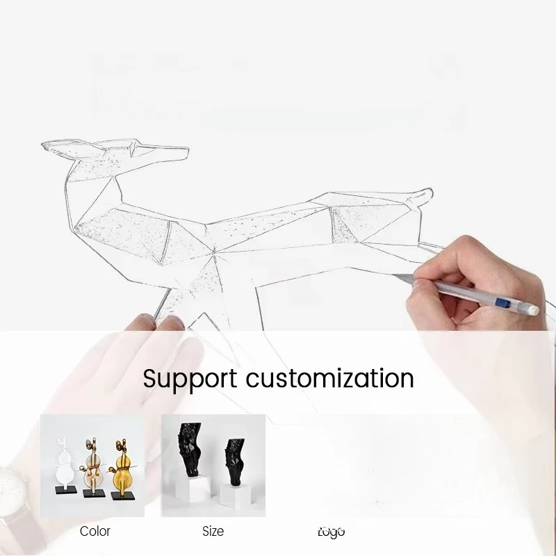 Modern interior home decoration office desktop decoration abstract dark horse resin handicraft sculpture