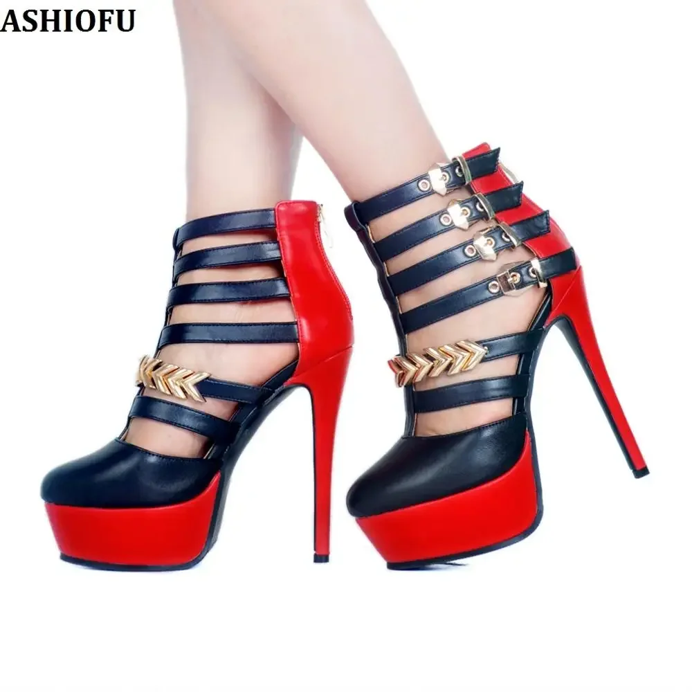 ASHIOFU 2025 Handmade New Ladies Pumps Buckles Straps Patchwork Sexy Platform Party Prom Dress Shoes Fashion Evening Court Shoes