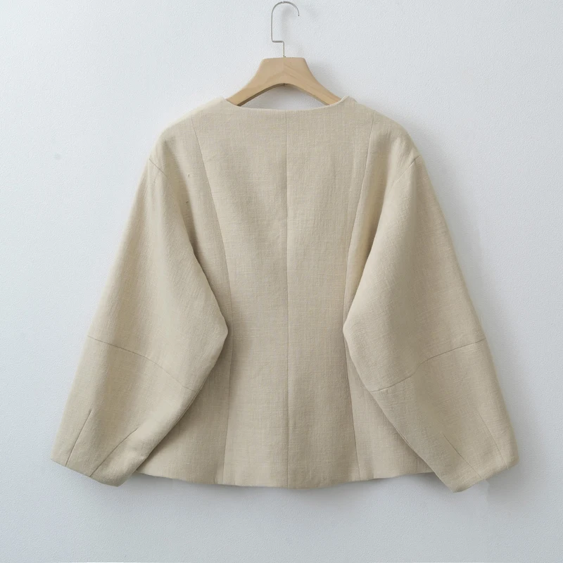 Women's Tussah Silk Blazer Jacket - Chocolate Brown