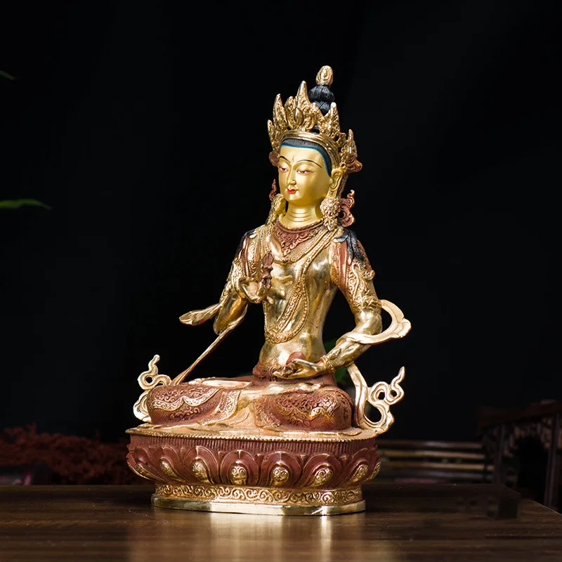 Vajrasattva Buddha Ornament 10inch Domestic copper semi-gilt carved bronze statue decoration