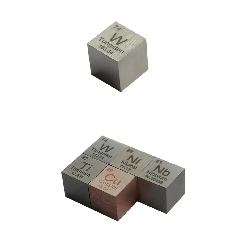 Sets of 5 Metals Tungsten  Copper  Titanium  Niobium  Nickel Metal Density Cube 10mm Periodic Table Collection Gift