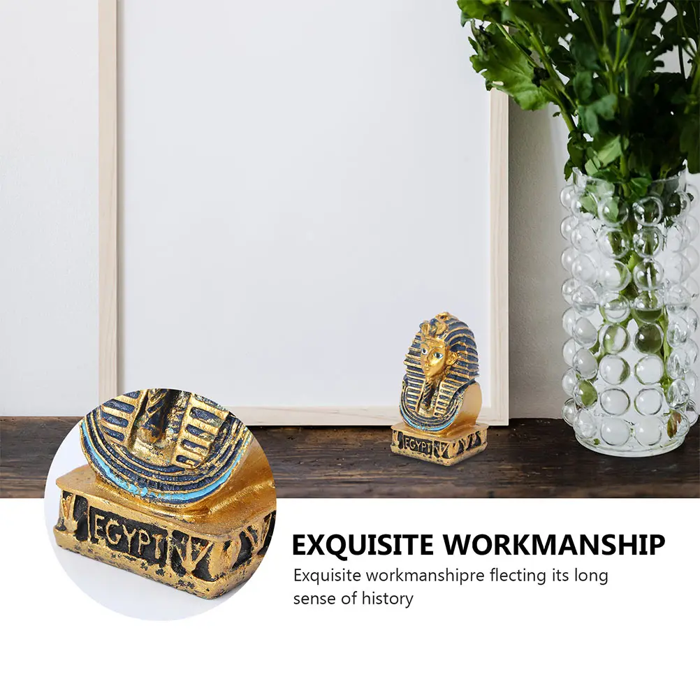 2Pcs Egyptian Tutankhamun Pharaoh Resin Craft Elegant Small King Decoration for Home Office Display