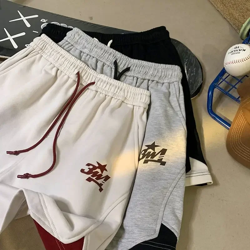 Brede joggingbroek voor heren Training Baggy Basketball Man Korte broek Joggers met zakken Trekkoord Losse sport Nieuw binnen