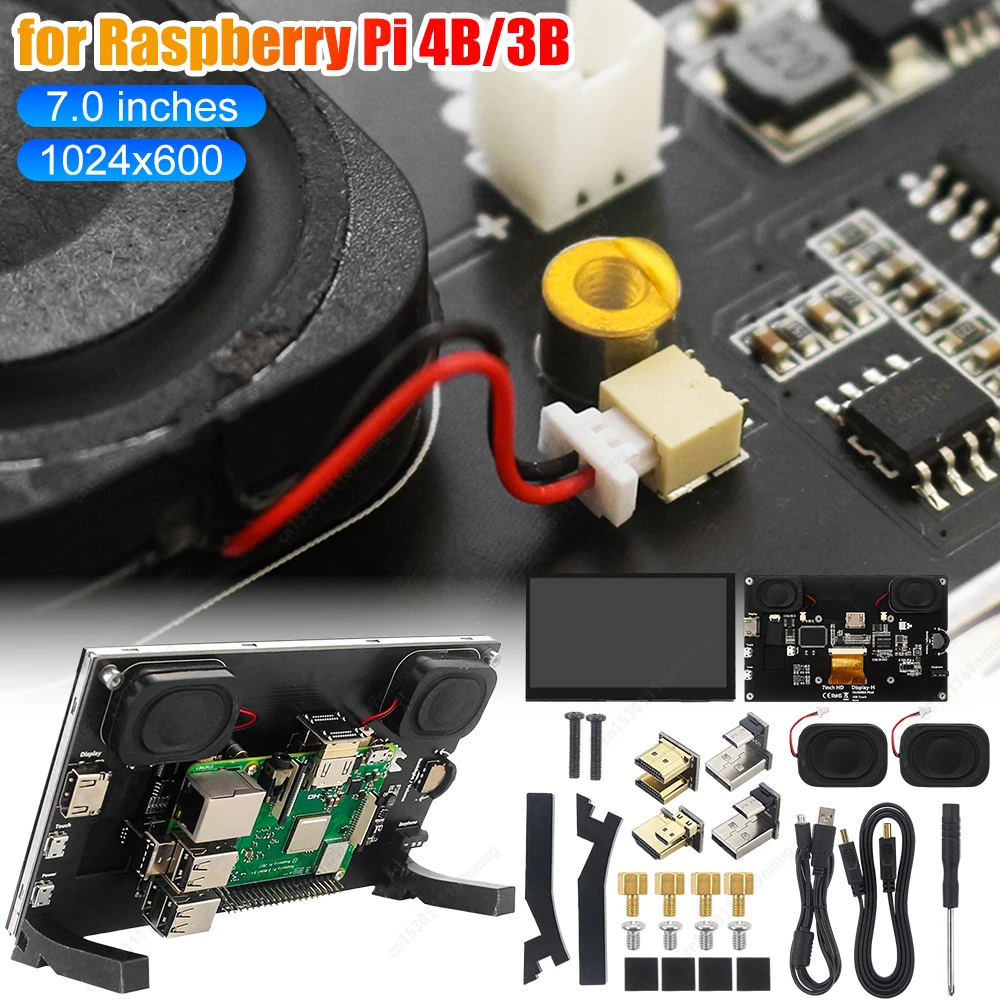 

7-дюймовый IPS сенсорный экран 1024x600 HDMI-совместимый модуль дисплея для Raspberry Pi 4B/3B для системы Win10/Win8/Win7