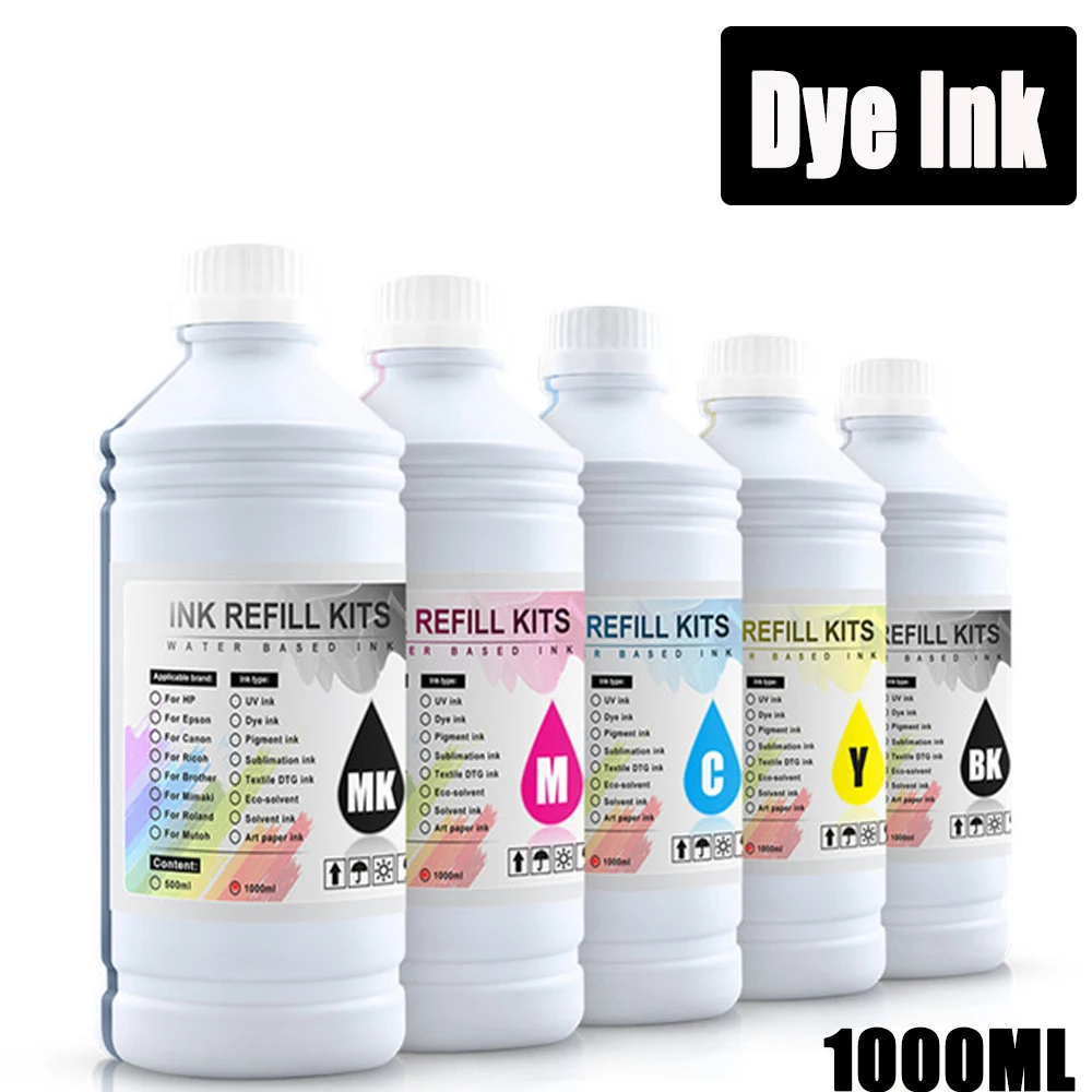 1000 مللي 1 كجم لتر أسود C M Y عبوة مجموعة الحبر القائمة على الصبغ لاستبدال إبسون كانون HP Brother Lexmark سامسونج ديل النافثة للحبر #1
