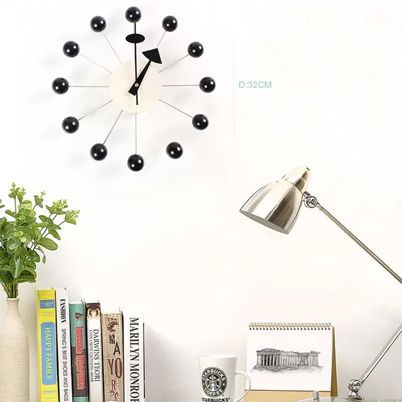 

Fashion Clock Backdrop Wall Simple Colorful Ball Kids Room Candy Scandinavian Design Home Wall 32cm