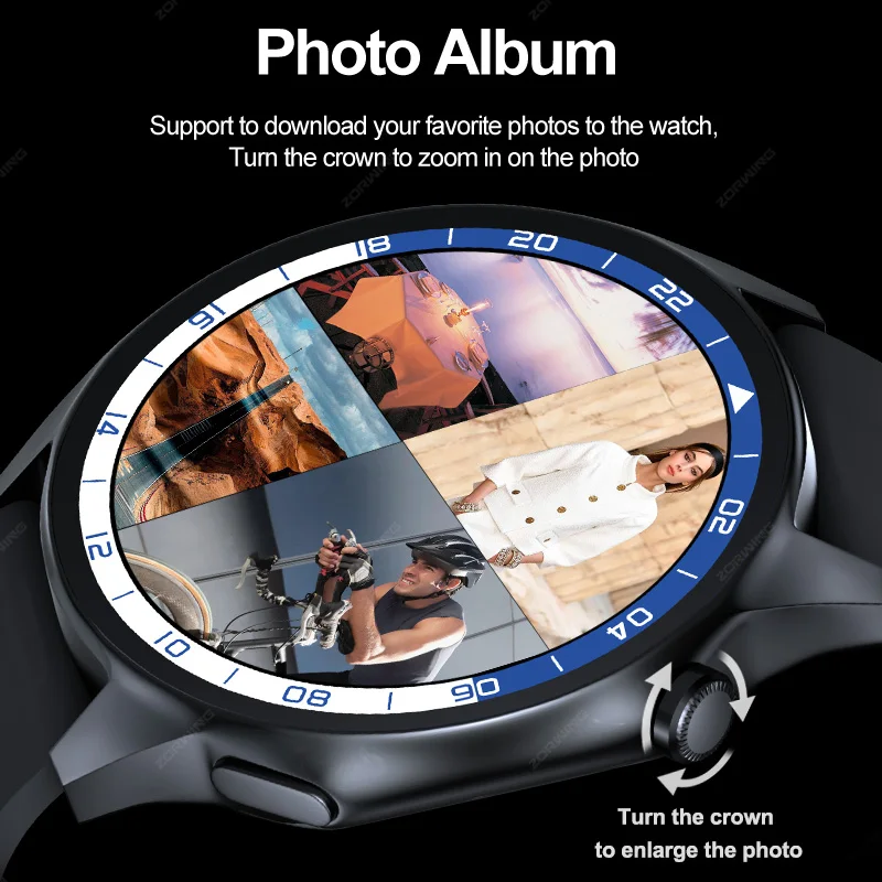 HT23 Smart Watch Men Women AMOLED Screen 1GB ROM Photo Album Compass NFC Always-on Display Heart Rate Smartwatch for Android IOS