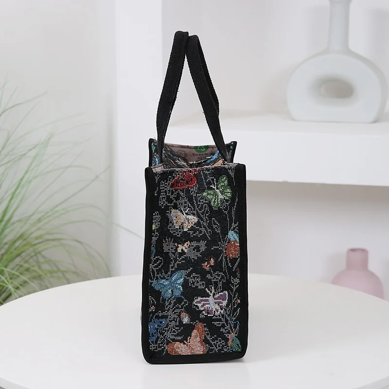 New knitted jacquard thickened fabric handbag, Mommy daily fashion portable work sundry storage bag, square bag, lunch box bag