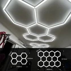 벌집 LED 조명 차고 조명 육각 LED 램프, 자동차 차체 수리 LED 작업장용 LED 튜브 천장 조명, 110V-240V