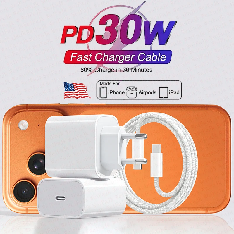 Оригинальное быстрое зарядное устройство Apple 30 Вт типа C для iPhone 16 15 14 13 12 11 Pro Max Mini X XS XR Plus Magsafes Беспроводной кабель с молнией для быстрой зарядки Оригинальное быстрое зарядное устройство Apple 30 Вт типа C для iPhone 16 15 14 13 12 11 Pro Max Mini X XS XR Plus Magsafes Беспроводной кабель с молнией для быстрой зарядки