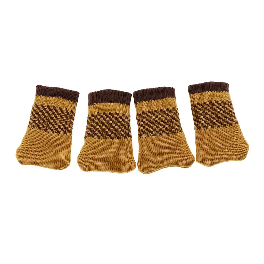 4pcs Anti- Leg Floor Protectors Knitted Socks Pads, Double Layer for 6-18cm Inch Girth