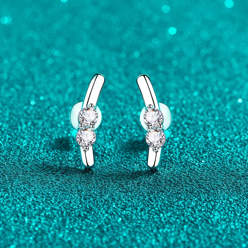 

0.4cttw D Color VVS Moissanite Stud Earrings for Women Cute Rabbit Ear Studs Original S925 Sterling Silver Jewelry GRA