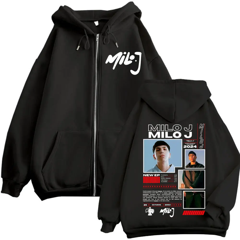 

Limited Milo J Double Sided Print Zipper Hoodie Harajuku Hip Hop Zip Up Hooded Sweatshirts Men Women Fashion Oversized Pullovers