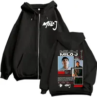 Sudadera con capucha con cremallera y estampado de doble cara limitada de Milo J, sudaderas con capucha Harajuku de Hip Hop con cremallera, jerséis de gran tamaño a la moda para hombres y mujeres