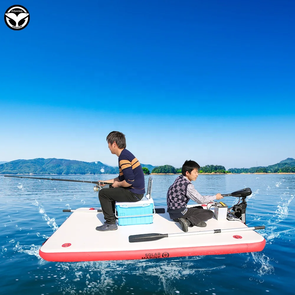 

DWF Fishing Floating Water Platform Wear-resistant Inflatable Air Deck Drop-stitch Dock + Paddles + Hand-pump for 1-3 Person