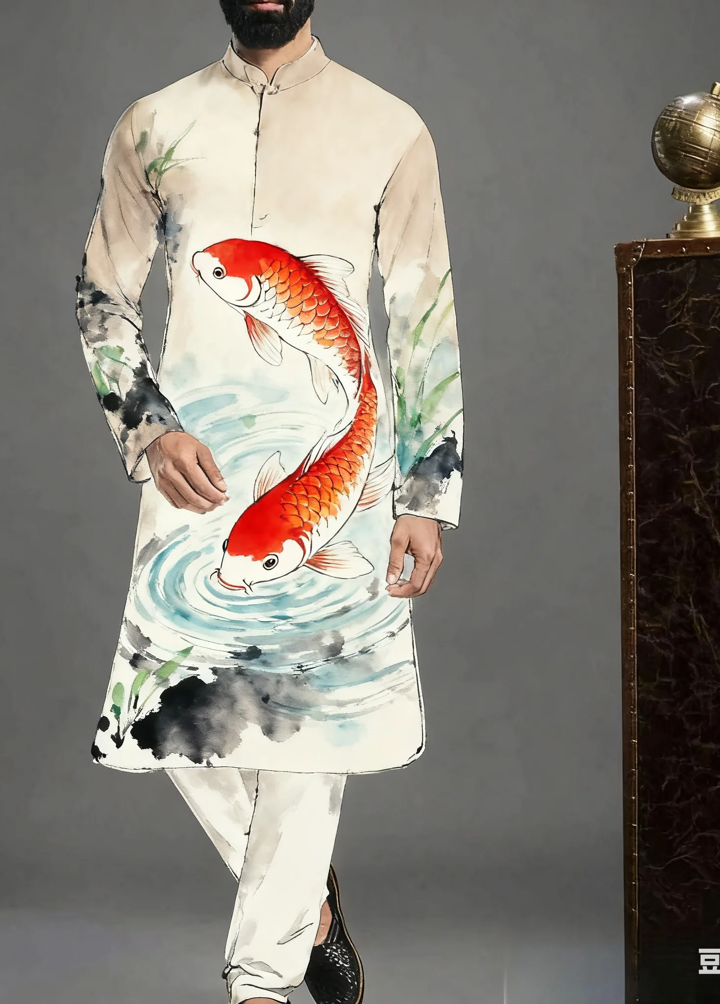 2026 Kurt men's digital print pattern kurta vardha fashionable casual fit regular robe suitable for all occasions