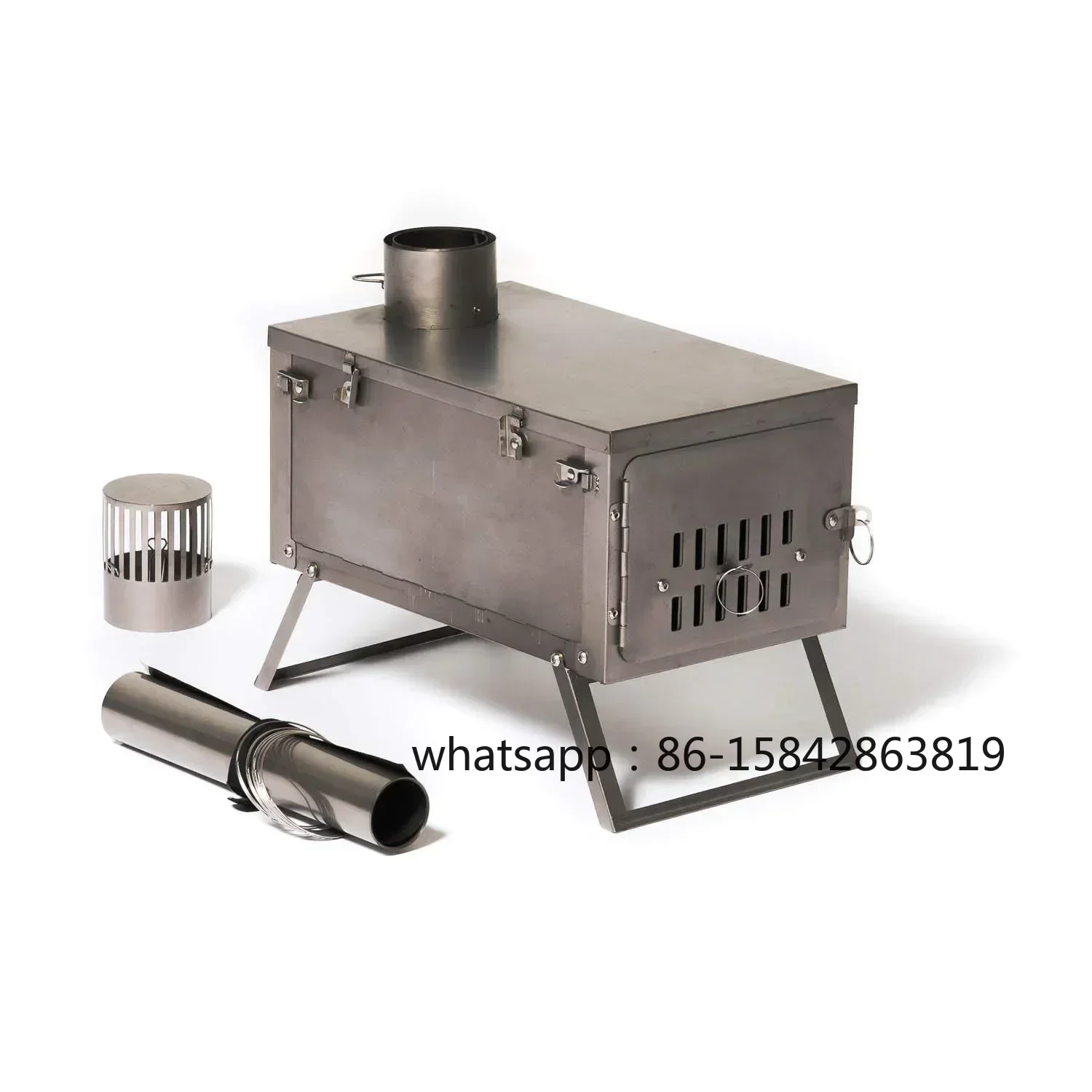 HighQuality Tent Stove Portable Outdoor Foldable Titanium Sliver Pellet Wood Burning Camping Stove with Chimney Pipe Onsale