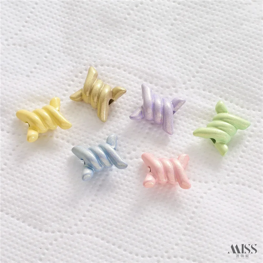 

Pearlescent Color Paint Spiral Twist Bead Spacer Wire Knot Twist Through Hole Bead DIY Bracelet Necklace String Accessories