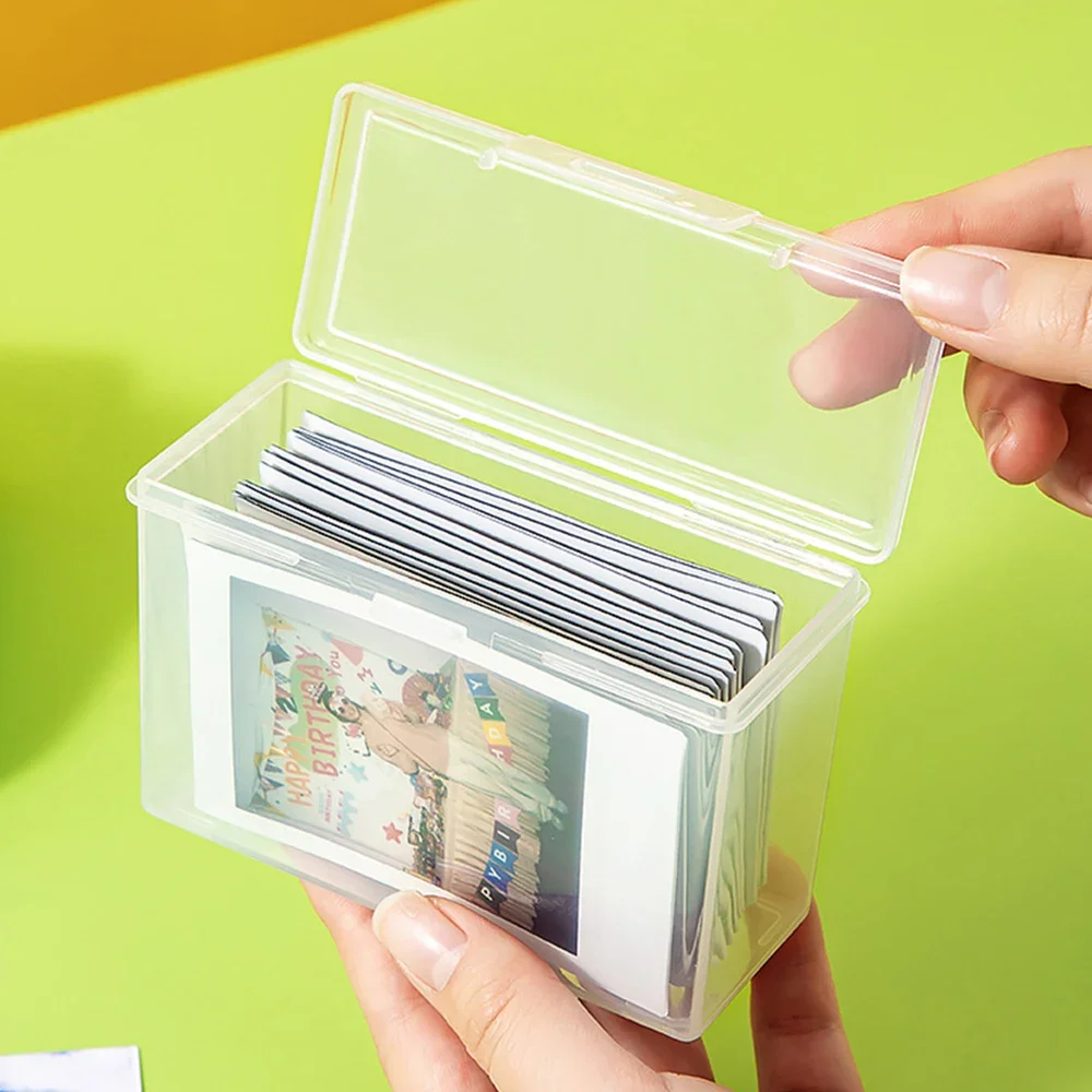 Mini Rectangle Transparent Storage Box Idol InsPhoto Storage Case Plastic Stickers Cards Organizer Case Desktop Container