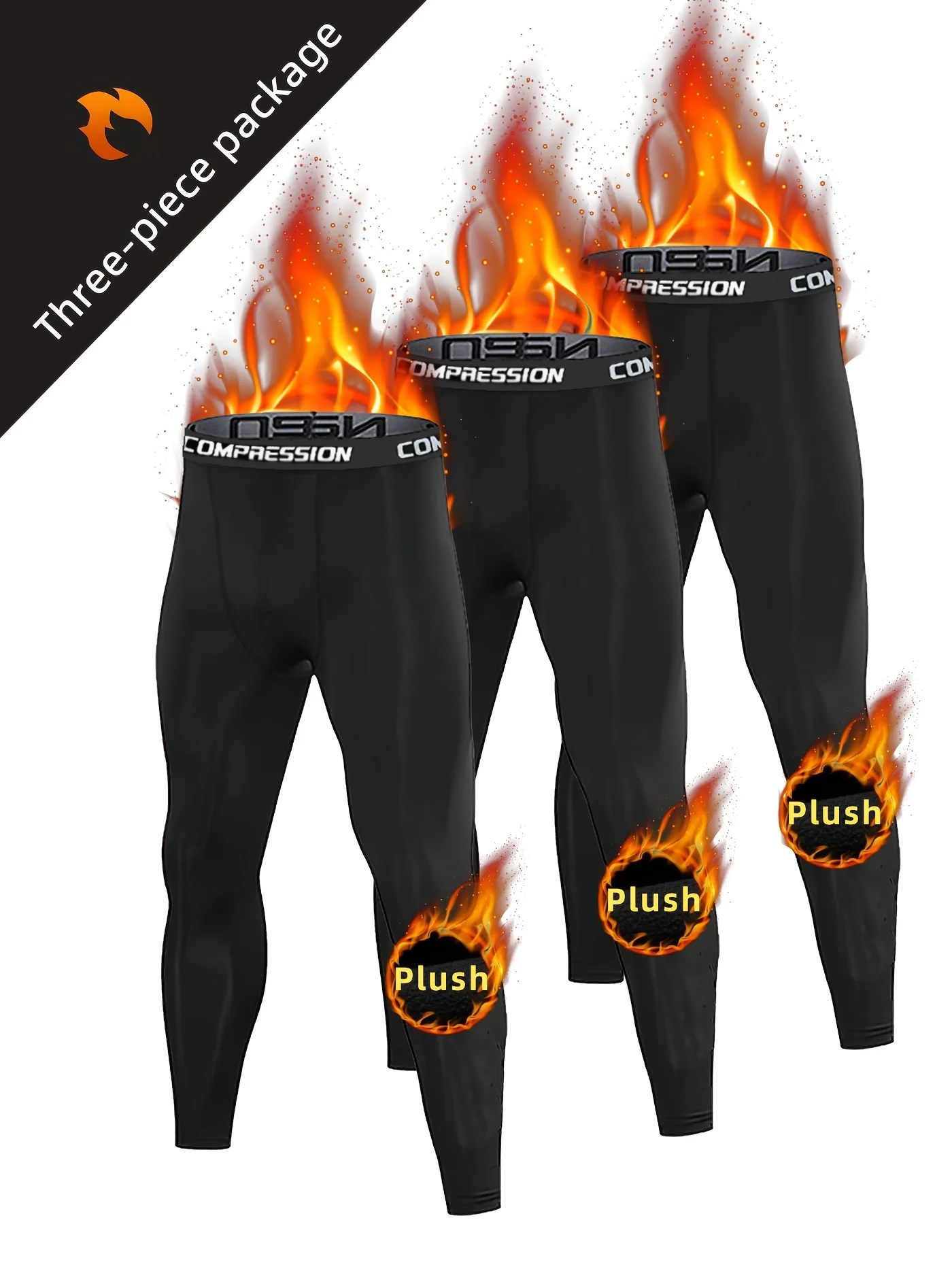 

3-piece men's high stretch compression tights, quick drying breathable exercise pants, suitable for running and fitness workouts