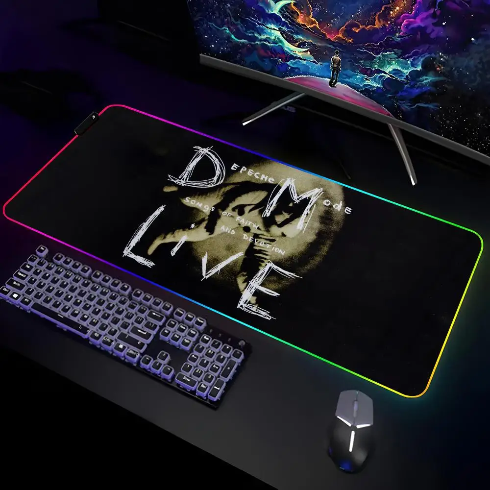 D-DepecheD band M-ModeS Mouse Pad Gamer RGB Deskmat Keyboard Mat Gaming Laptops LED Mousepad Desk Protector Anime Mause Mats