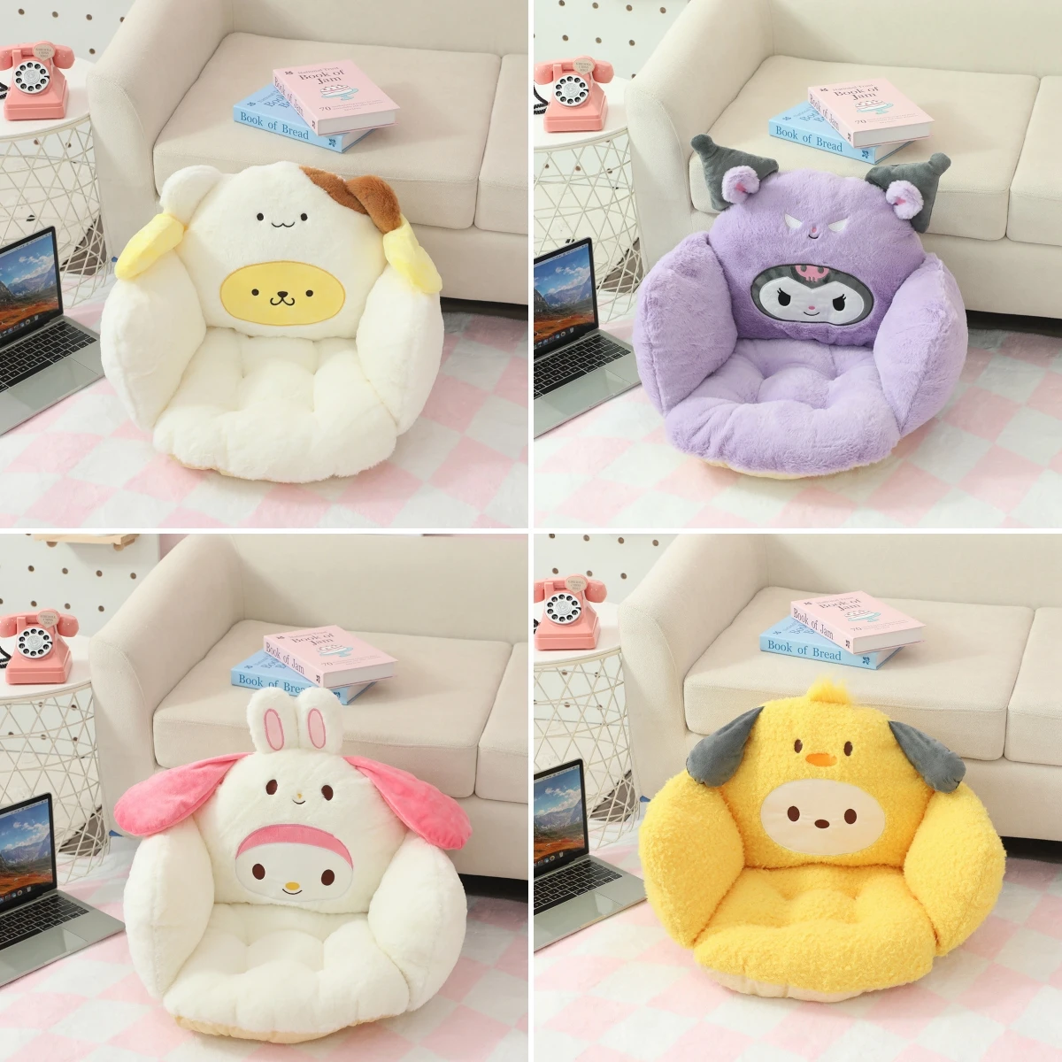 Sanrio Comfortable Thickened Seat Cushion Kuromi My Melody Kuromi Sitting Cushion Chair Back Cushion Floor Home Decor Warm