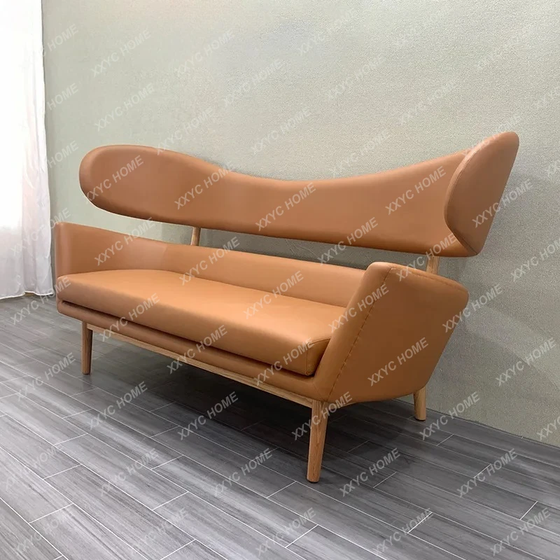

LXFRP fabric sofa double villa style leisure creative solid wood three-person sofa